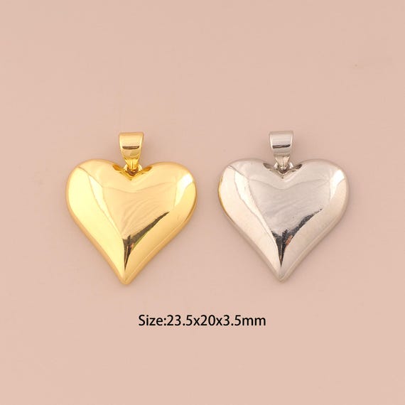 18K Gold Heart Charms,Heart Charms Pendants,Heart Charm for DIY Jewelry Making Supply