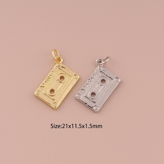 18K Gold Magnetic Tape Charms,Minimalist Charms Pendants,Magnetic Tape Charm for DIY Jewelry Making Supply
