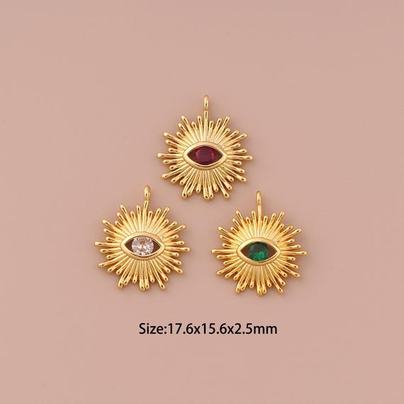 18K Gold Evil Eye Charms,CZ Pave Minimalist Charms Pendants,Devil Eye Charm for DIY Jewelry Making Supply