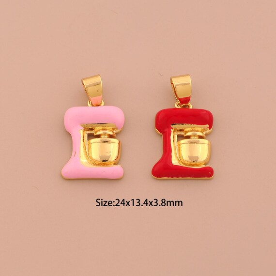 18K Gold Filled Mixer Pendant,Enamel Blender Charm,Mixer Charm, DIY Jewelry Supplies