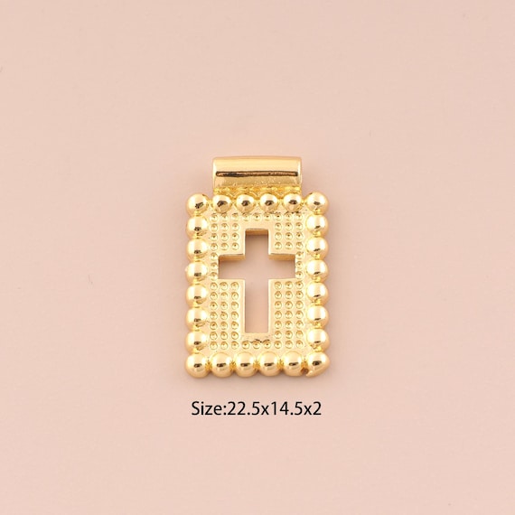18K Gold Cross Charms,Square Charms Pendants,Cross Charm for DIY Jewelry Making Supply