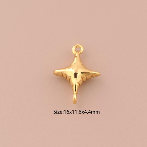 18K Gold Cross Star Connector,CZ Pave Minimalist Connector Charms,Cross Star Connector for DIY Jewelry Making Supply