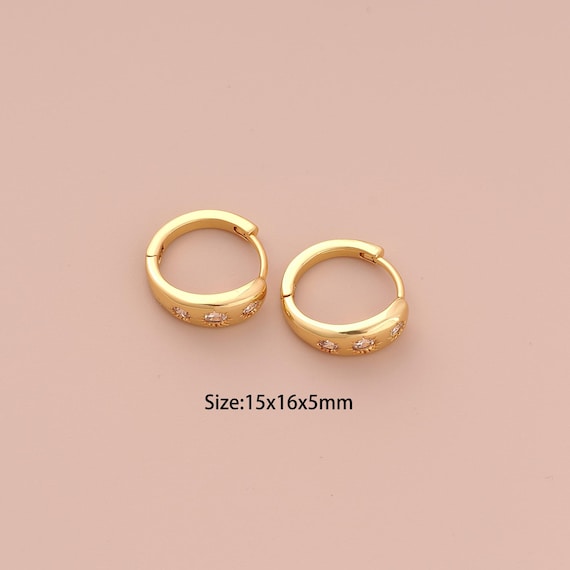 18K Gold Star Earrings,CZ Pave Hugging Hoop Earrings,Hoop Earrings,Hypoallergenic Hoop Earrings,Gift for Her