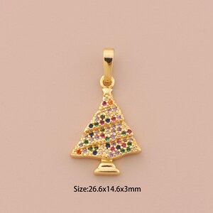 18K Gold Christmas Tree Charms,CZ Pave Tree Charms Pendants,Tree Charm for DIY Jewelry Making Supply
