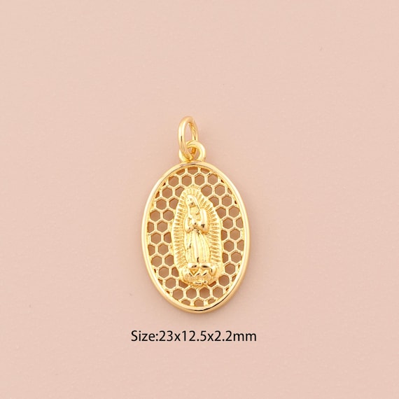 18K Gold Virgin Mary Charms,Religion Charms Pendants,Catholic Charm for DIY Jewelry Making Supply