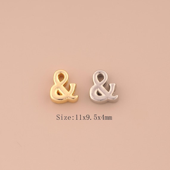 18K Gold Ampersand Spacer Bead,& Bead,Symbol Bead for DIY Jewelry Making Supply