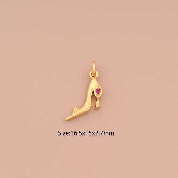18K Gold High Heels Charms,CZ Pave High Heels Charms Pendants,High Heels Charm for DIY Jewelry Making Supply
