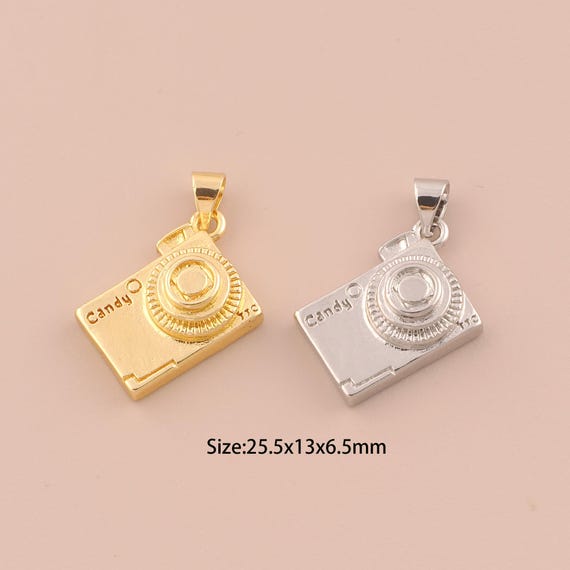 18K Gold Camera Charms,Minimalist Charms Pendants,Camera Charm for DIY Jewelry Making Supply