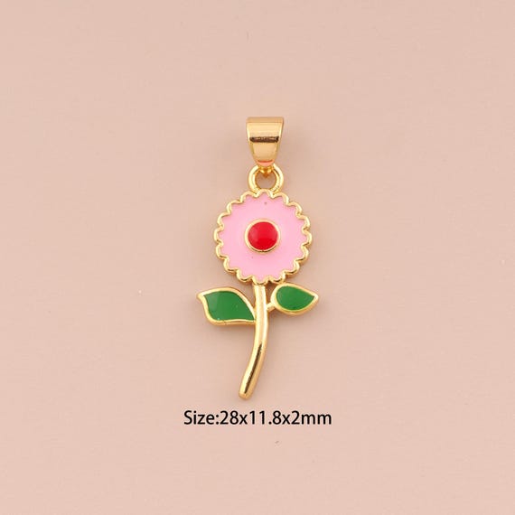 18K Gold Dandelion Charms,CZ Pave Flower Charms Pendants,Dandelion Pendant for DIY Jewelry Making Supply