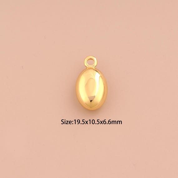 18K Gold Puffed Oval Charms,Oval Charms Pendants,Oval Charm for DIY Jewelry Making Supply