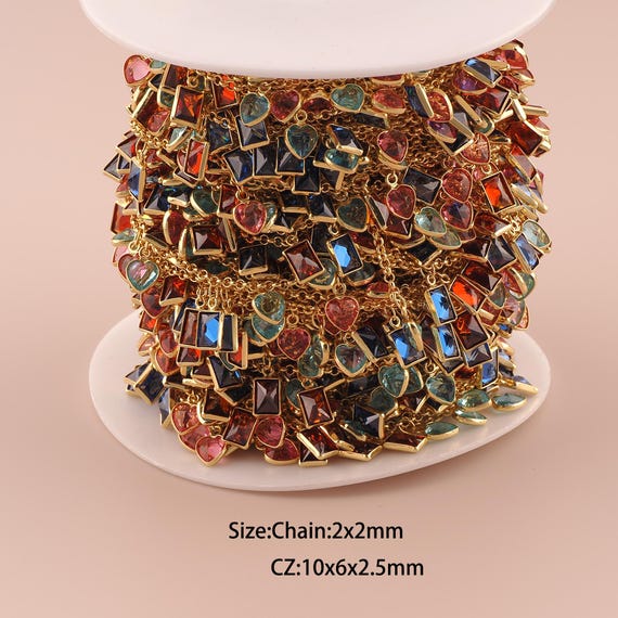3.28 Feet 18K Gold Heart Chain,Special Chain,Semi-Finished Chain for DIY Jewelry Making Supply