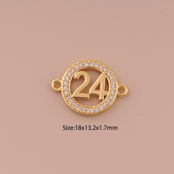 18K Gold 24 Connector,CZ Pave Minimalist Connector Charms,Round Connector for DIY Jewelry Making Supply