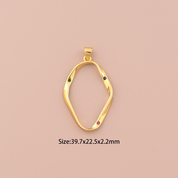18K Gold Oval Charms,Minimalist Charms Pendants,Oval Charm for DIY Jewelry Making Supply