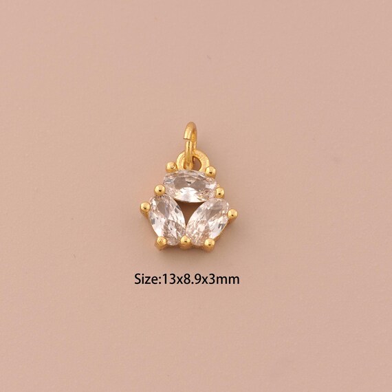 18K Gold Hexagon Charms,CZ Pave Oval Charms Pendants,Hexagon Charm for DIY Jewelry Making Supply