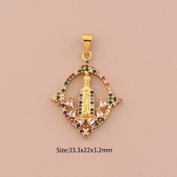 18K Gold Pope Charms,CZ Pave Religious Charms Pendants,Christian Charm for DIY Jewelry Making Supply