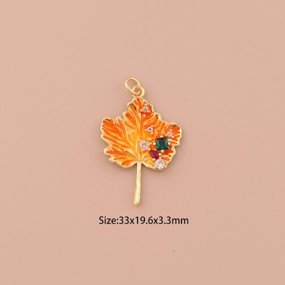 18K Gold Maple Leaf Charms,Minimalist Charms Pendants,Maple Leaf Charm for DIY Jewelry Making Supply