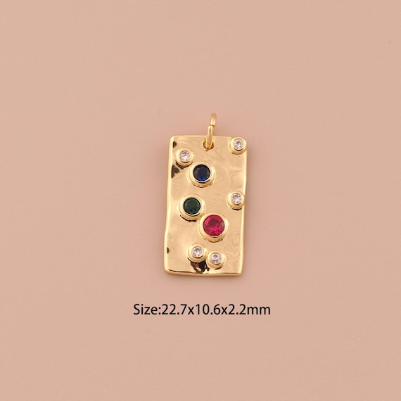 18K Gold Square Charms,CZ Pave Minimalist Charms Pendants,Square Charm for DIY Jewelry Making Supply