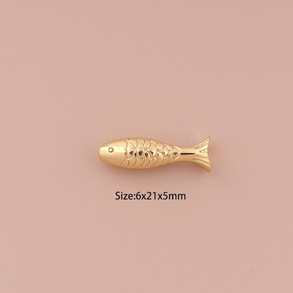 18K Gold Fish Spacer Bead,Minimalist Bead,Fish Bead for DIY Jewelry Making Supply