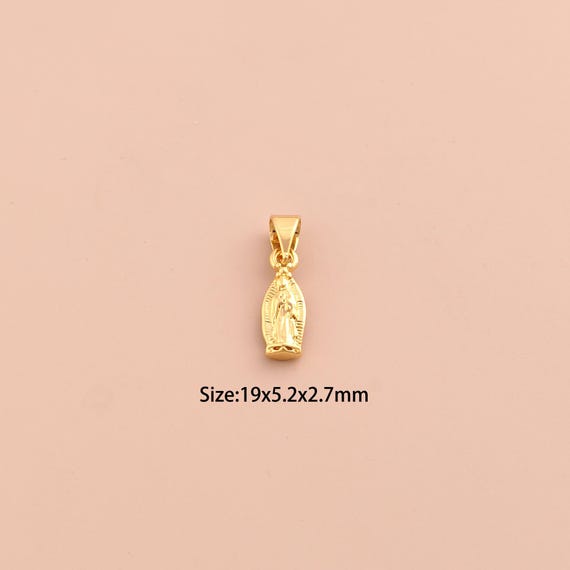 18K Gold Virgin Mary Charms,Religious Charms Pendants,Catholic Charm for DIY Jewelry Making Supply