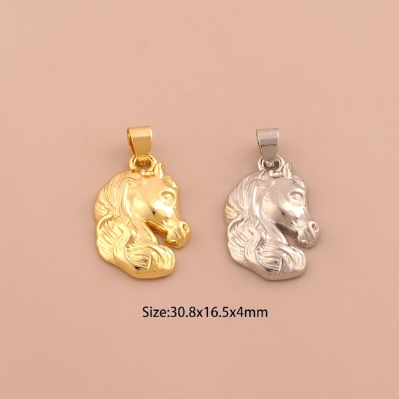 18K Gold Horse Charms,Animal Charms Pendants,Horse Charm for DIY Jewelry Making Supply