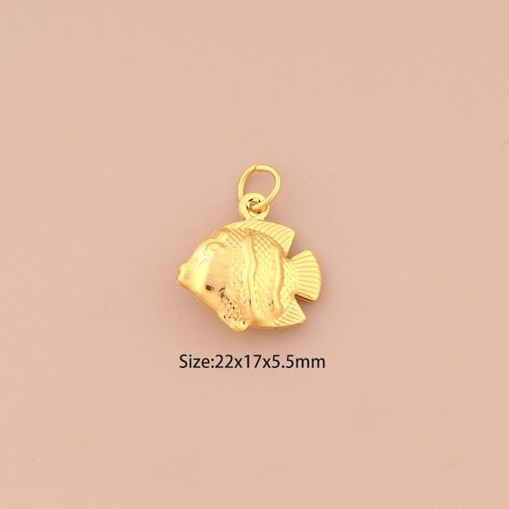 18K Gold Goldfish Charms,Tropical Fish Charms Pendants,Marine Life Charm for DIY Jewelry Making Supply