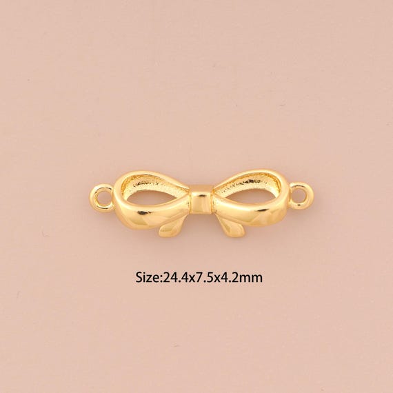18K Gold Bow Connector,Minimalist Connector Charms,Bow Connector for DIY Jewelry Making Supply