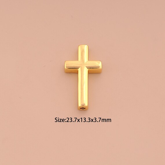 18K Gold Cross Spacer Bead,Religious Bead,Christian Bead for DIY Jewelry Making Supply