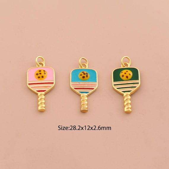 18K Gold Enamel Racket Charms,Sports Charms Pendants,Racket Charm for DIY Jewelry Making Supply