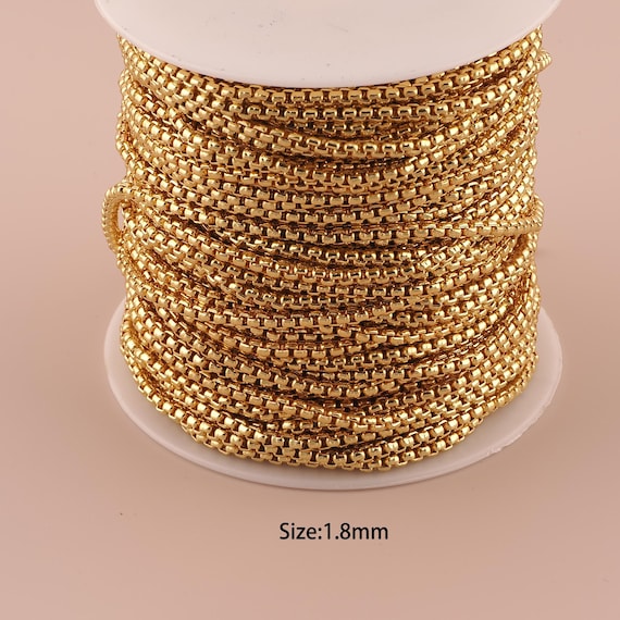 3.28 Feet 18K Gold Box Chain,Special Chain,Semi-Finished Chain for DIY Jewelry Making Supply