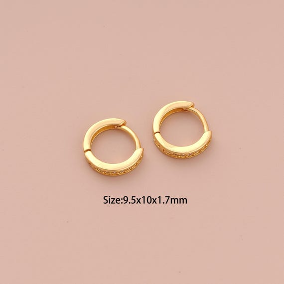 18K Gold Hoop Earrings,CZ Pave Hugging Hoop Earrings,Hoop Earrings,Hypoallergenic Hoop Earrings,Gift for Her