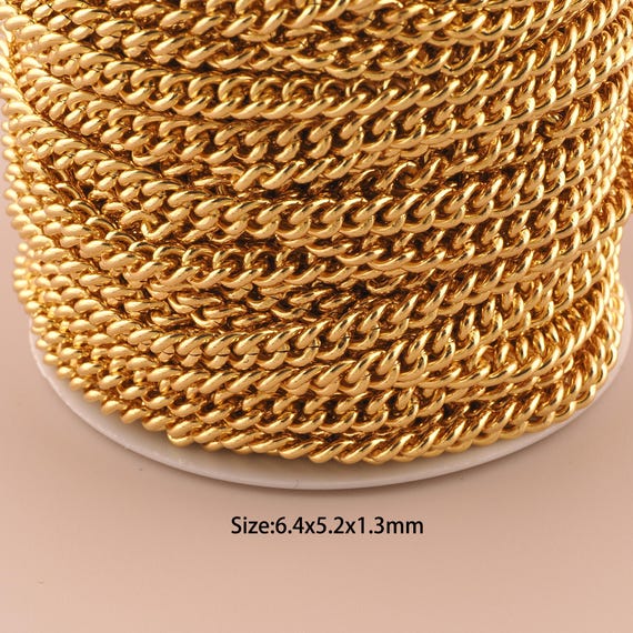 3.28 Feet 18K Gold Curb Chain,Special Chain,Semi-Finished Chain for DIY Jewelry Making Supply