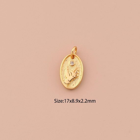 18K Gold Hand Charms,Minimalist Charms Pendants,Oval Charm for DIY Jewelry Making Supply
