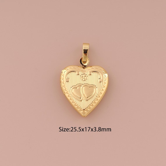 18K Gold Heart Charms,Minimalist Charms Pendants,Photo Frame Charm for DIY Jewelry Making Supply