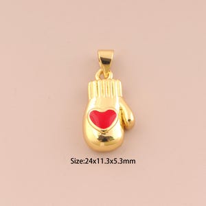 18K Gold Filled Boxing Glove Charm,Enamel Boxing Glove Pendant Heart Glove Charm DIY Jewelry Making Supply