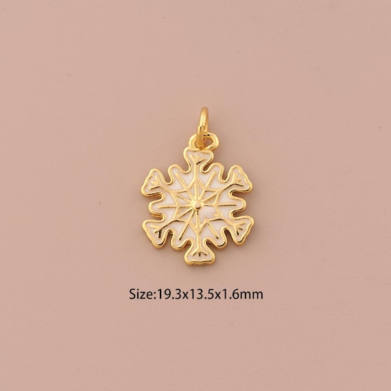 18K Gold Snowflake Charms,Enamel Snowflake Charms Pendants,Snowflake Charm for DIY Jewelry Making Supply