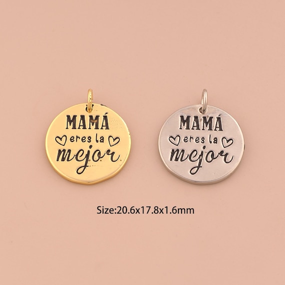 18K Gold Round Charms,Mother's Day Gift Charms Pendants,Medal Charm for DIY Jewelry Making Supply