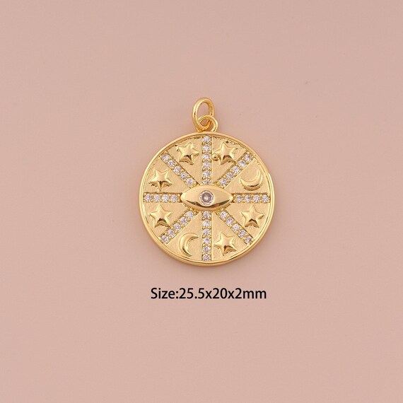 18K Gold Evil Eye Pendant Charms,CZ Pave Star Charms Pendants,Moon Pendant Charm for DIY Jewelry Making Supply