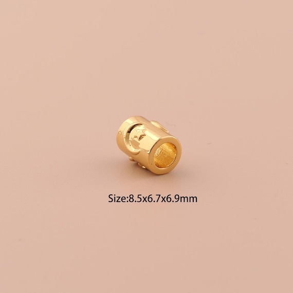 18K Gold Tube Spacer Bead,Minimalist Bead,Moon Bead for DIY Jewelry Making Supply