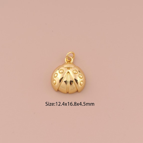 18K Gold Ladybug Charms,Ladybug Charms Pendants,Insect Charm for DIY Jewelry Making Supply
