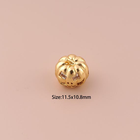 18K Gold Pumpkin Head Spacer Bead,Minimalist Bead,Pumpkin Head Bead for DIY Jewelry Making Supply