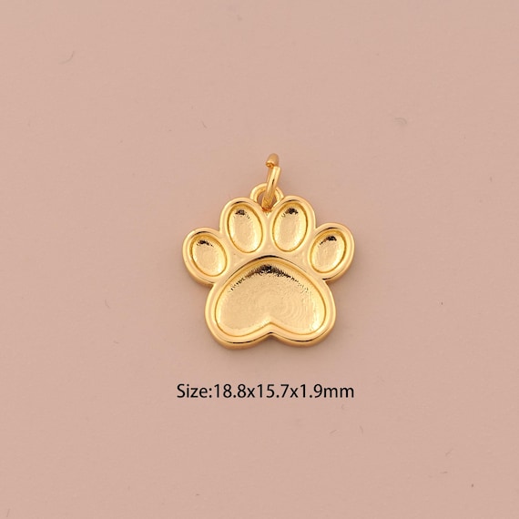 18K Gold Animal Footprint Charms,Minimalist Charms Pendants,Animal Footprint Charm for DIY Jewelry Making Supply