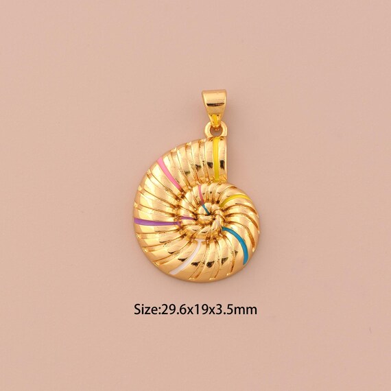 18K Gold Snail Shell Charms,Enamel Snail Shell Charms Pendants,Snail Shell Charm for DIY Jewelry Making Supply