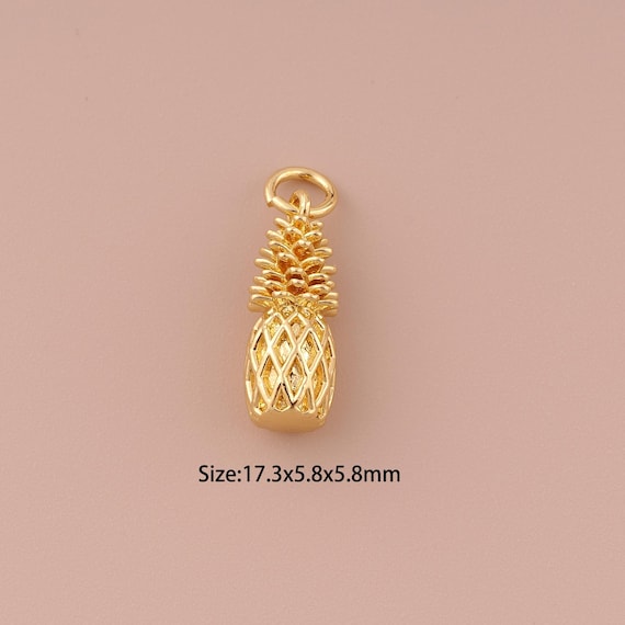 5 pcs 18K Gold Pineapple Charms,Minimalist Charms Pendants,Fruit Charm for DIY Jewelry Making Supply