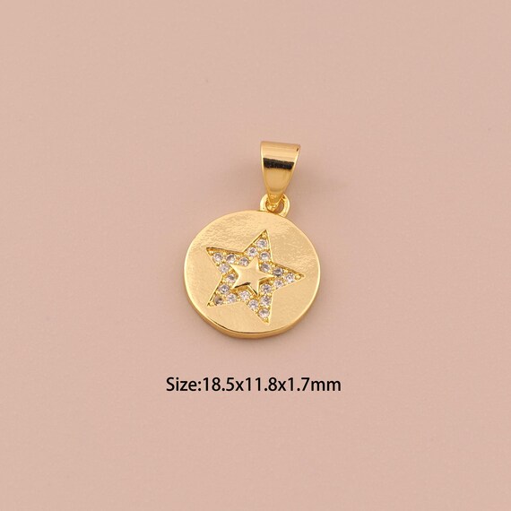 18K Gold Star Charms,CZ Pave Celestial Charms Pendants,Star Charm for DIY Jewelry Making Supply