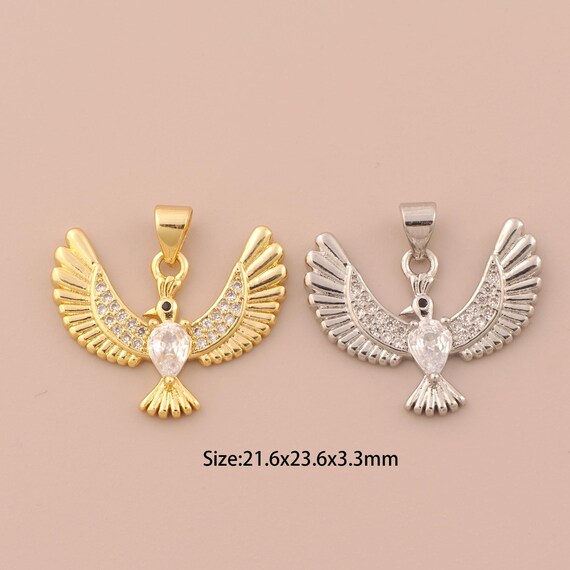 18K Gold Bird Charms,CZ Pave Bird Charms Pendants,Animal Charm for DIY Jewelry Making Supply