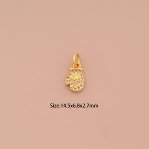 18K Gold Glove Charms,CZ Pave Glove Charms Pendants,Glove Charm for DIY Jewelry Making Supply