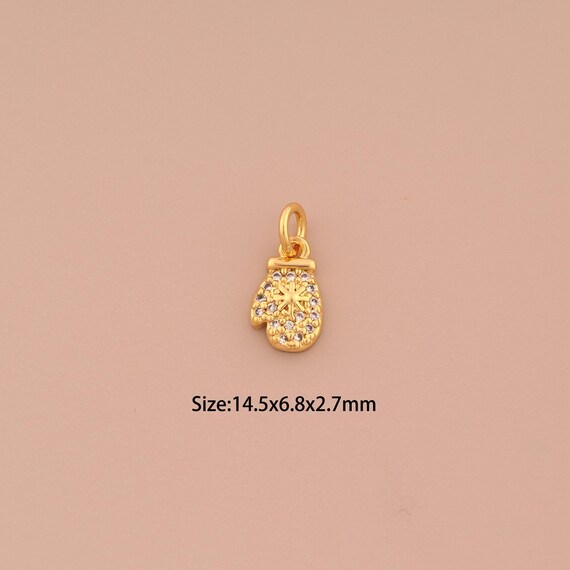 18K Gold Glove Charms,CZ Pave Glove Charms Pendants,Glove Charm for DIY Jewelry Making Supply