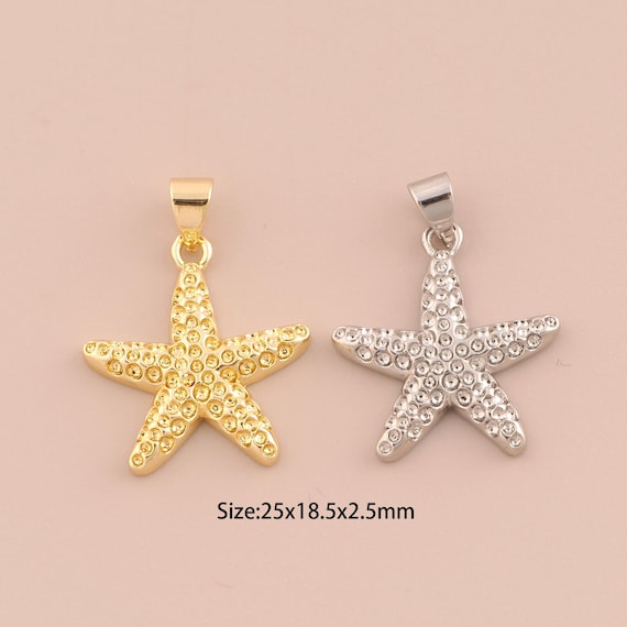 18K Gold Starfish Charms,Marine Life Charms Pendants,Minimalist Charm for DIY Jewelry Making Supply