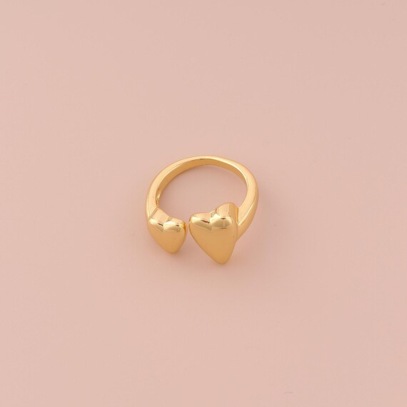 18K Gold Open Rings,Heart Rings,Thick Gold Rings for DIY Jewelry Making Supply