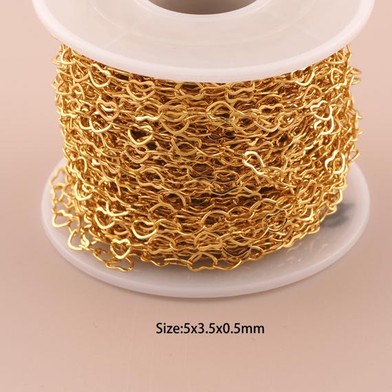 3.28 Feet 18K Gold Heart Chain,Special Chain,Semi-Finished Chain for DIY Jewelry Making Supply